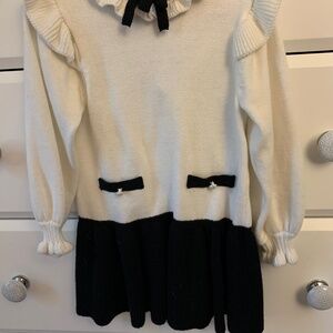 Colorblocked dropped waist sweater dress